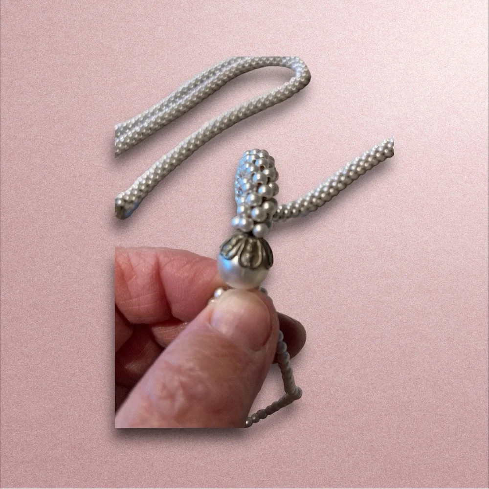 Faux Pearl White Seed Pearl Rope 57” long vintage